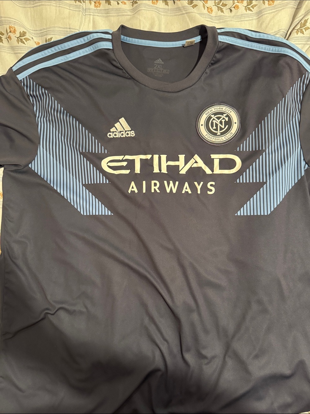 Adidas NYCFC Etihad Airways Jersey - grey & Light Blue